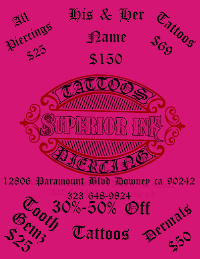 Explore red ink tattoo ideas, creative tattoo ideas in Downey, available at Superior Ink Tattoo and Piercings