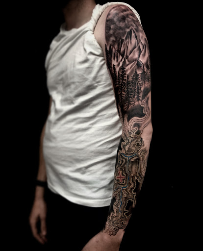 Explore cover up neck tattoo ideas, creative tattoo ideas in Santa Rosa, available at Eternal Art Tattoo Gallery