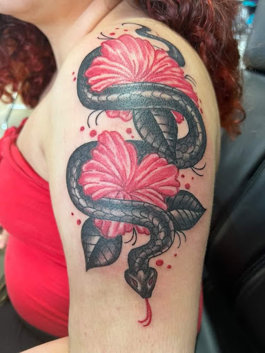 Explore polynesian sleeve tattoo ideas, creative tattoo ideas in Houston, available at Orlandos Tattoo Studio