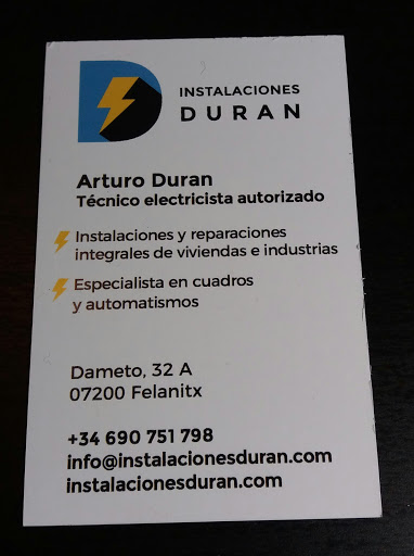 Instalaciones Eléctricas Duran en Felanitx, Baleares