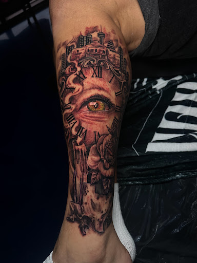 Explore 2 dog tattoo ideas, creative tattoo ideas in San Antonio, available at Twisted Tattoo