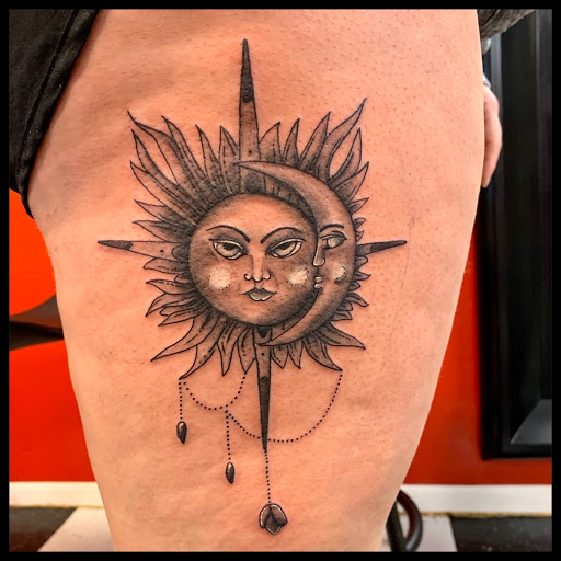 Explore lion sleeve tattoo ideas, creative tattoo ideas in Louisville, available at Wizink Tattoos