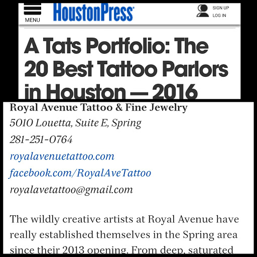 Tattoo and Piercing Shop «Royal Ave. Tattoo», reviews and photos, 5010 Louetta Rd E, Spring, TX 77379, USA