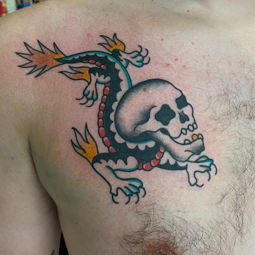 Explore dragon sleeve tattoo ideas, creative tattoo ideas in Charlottesville, available at Have Heart Tattoo