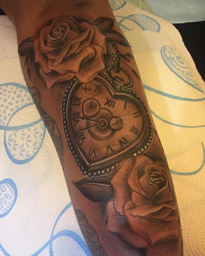 Explore memorial tattoo ideas for men, creative tattoo ideas in Atlanta, available at Camp Creek Body Art & Laser