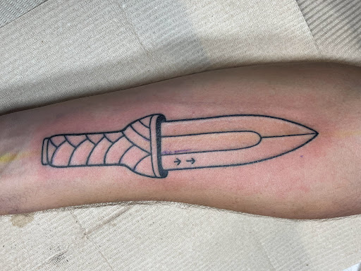 Explore medieval knight tattoo ideas, creative tattoo ideas in Chapel Hill, available at Golden Falcon Tattoo and Piercing