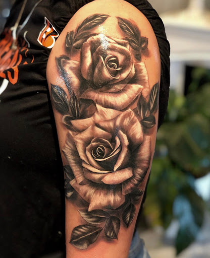 Explore tattoo ideas for shoulder woman, creative tattoo ideas in Dayton, available at Aisle 9 Tattoo