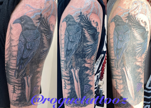 Explore cover up tattoo ideas on chest, creative tattoo ideas in Bristol, available at Rogue Tattoos