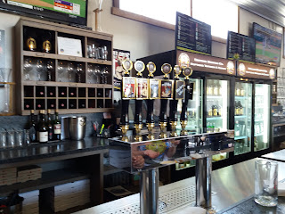 A row of beer taps