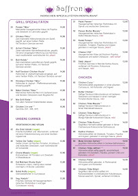 Menu / carte de Saffron Indischen Spezialitäten Restaurant à Garmisch-Partenkirchen