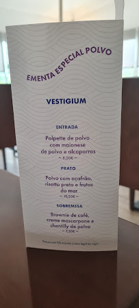 Menu du Restaurante Vestigium à São Bartolomeu dos Galegos