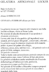 Menu du Gelateria Lecker à Buja