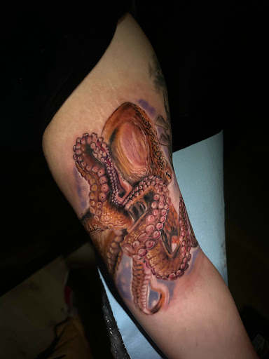 Explore shoulder sleeve tattoo ideas, creative tattoo ideas in Fond Du Lac, available at Underground Ink