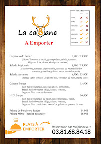 Menu / carte de Restaurant la cabane à Villers-le-Lac