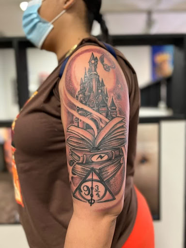 Explore world travel tattoo ideas, creative tattoo ideas in Greensboro, available at Inkbiotics Tattoos and Piercings