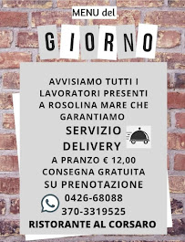 Menu du Ristorante Pizzeria Al Corsaro à Rosolina Mare