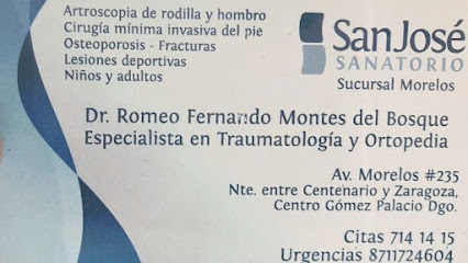Dr. Romeo Fernando Montes del Bosque Traumatólogo en Gómez Palacio