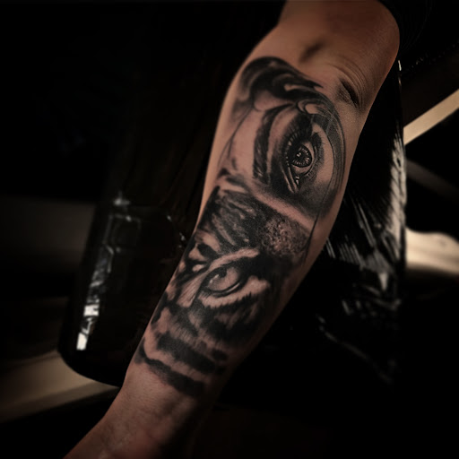 Explore shoulder tattoo ideas, creative tattoo ideas in Medina, available at Greasers Ink