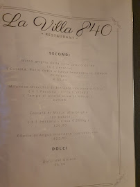 Menu du La Villa 840 Restaurant à Biella