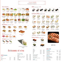 Menu / carte de Sushi buffet - Restaurant de sushi Paris 10 à Paris