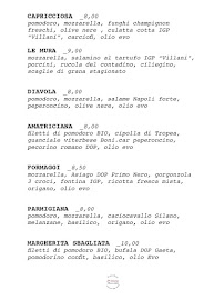Menu du Pizzeria Le Mura à Viterbo