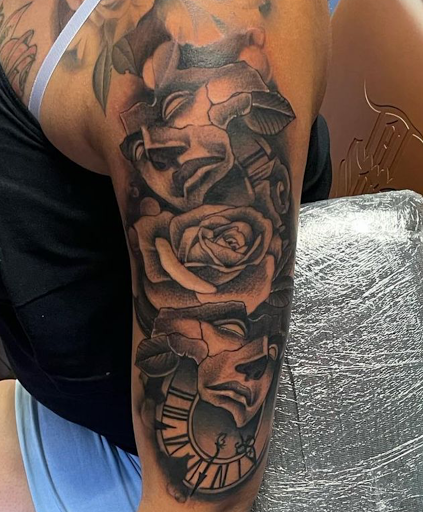Explore rose name tattoo ideas, creative tattoo ideas in Philadelphia, available at 187 ink tattoo