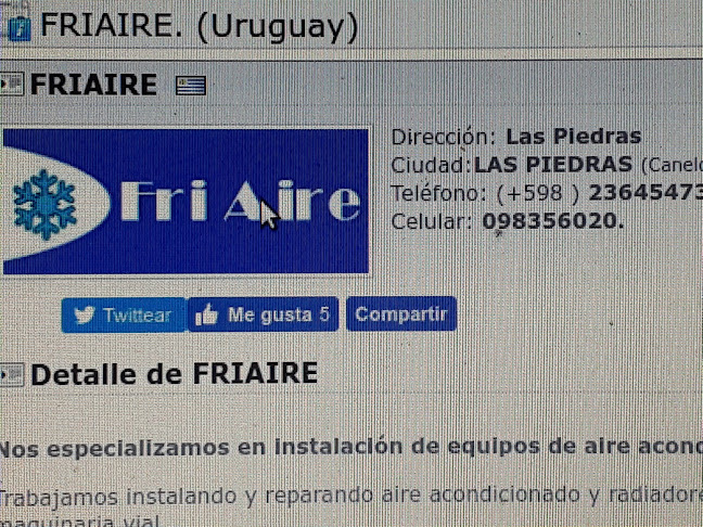 Opiniones de Friaire en Canelones - Empresa de climatización