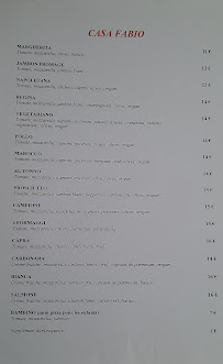 Menu du CASA FABIO à Saint-François