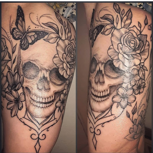 Explore trapezius tattoo ideas, creative tattoo ideas in Vancouver, available at Studio X Tattoos & Piercings