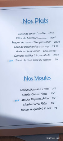 O Dunes de Monta à Vendays-Montalivet menu