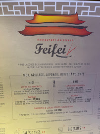 Restaurant Restaurant Asiatique Feifei à Reims (le menu)