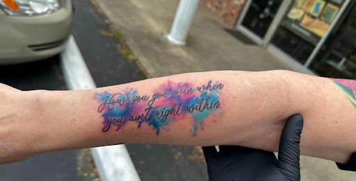 Explore word tattoo cover up ideas, creative tattoo ideas in New Carlisle, available at Reckless Temptations