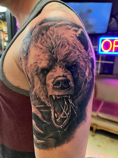 Explore forearm dragon tattoo ideas, creative tattoo ideas in Hesperia, available at Dinamik Tattoo