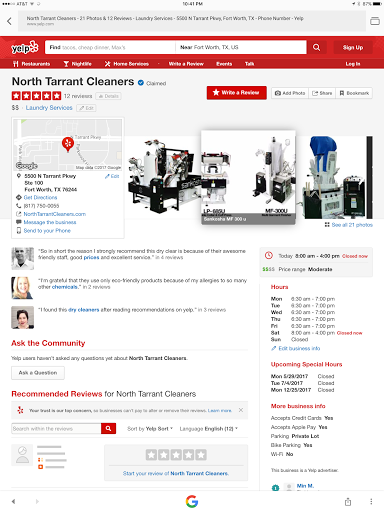 Dry Cleaner «North Tarrant Cleaners», reviews and photos, 5500 N Tarrant Pkwy #100, Fort Worth, TX 76244, USA