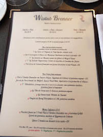 Restaurant WISTUB BRENNER à Colmar (le menu)