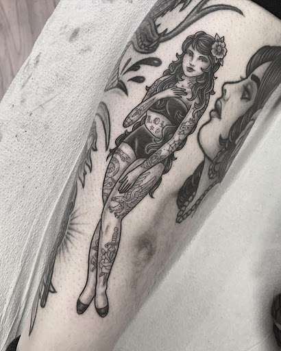 Explore dirtbike tattoo idea, creative tattoo ideas in West Hollywood, available at The Honorable Society Tattoo Shop