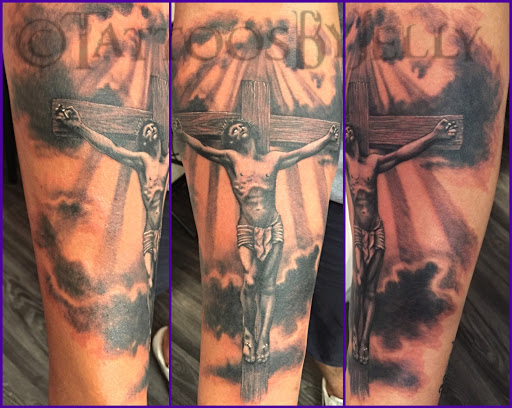Explore tattoo ideas for couples names, creative tattoo ideas in San Angelo, available at Jellys Surly Skull, LLC