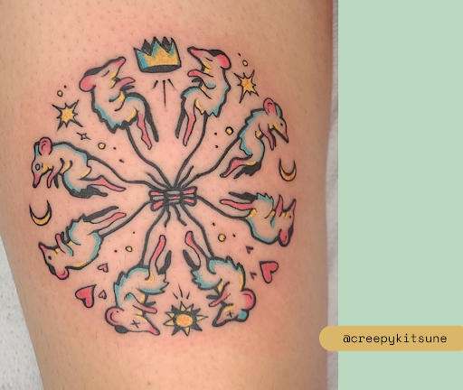 Explore emma tattoo ideas, creative tattoo ideas in Brooklyn, available at Cake Is a Lie Tattoo Parlor