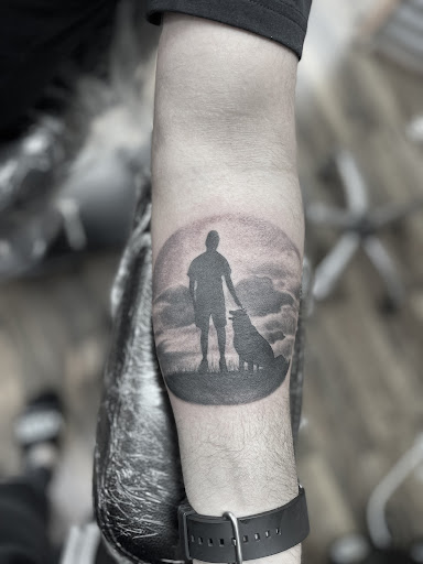 Explore calf sleeve tattoo ideas, creative tattoo ideas in Huntington, available at Golden Dagger Tattoos and Piercings