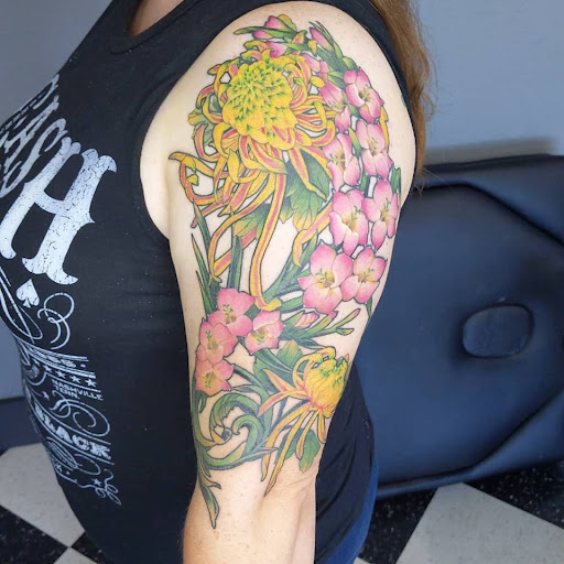 Explore angel name tattoo ideas, creative tattoo ideas in Eureka, available at Bohemian Tattoo