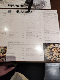 Menu / carte de Baladna à Paris