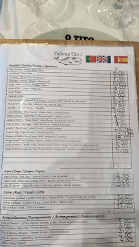 Menu du Restaurante Tito I à Matosinhos
