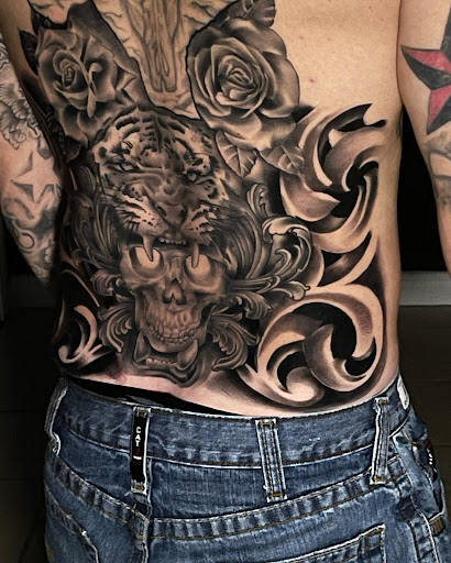 Explore forearm half sleeve tattoo ideas, creative tattoo ideas in Freeport, available at Broken Moon Tattoos