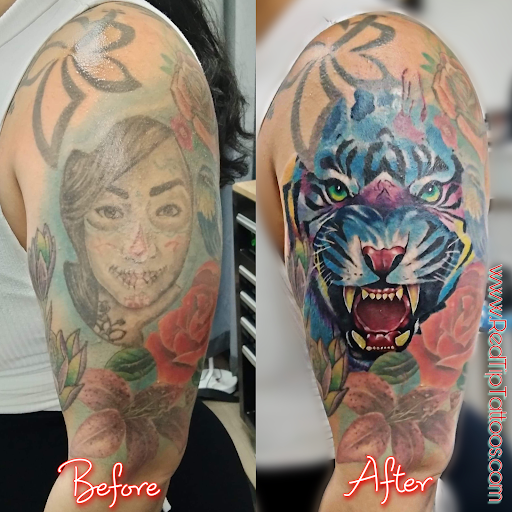 Explore tattoos sleeves ideas for guys, creative tattoo ideas in Springfield, available at Red Tip Tattoos