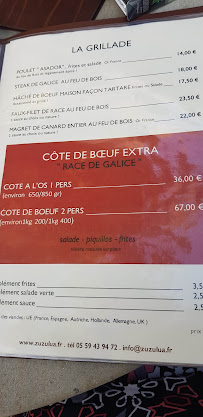 Bar Restaurant Zuzulua à Saint-Pée-sur-Nivelle menu