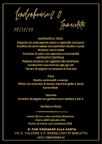 Menu / carte de London House 2.0 à Barletta