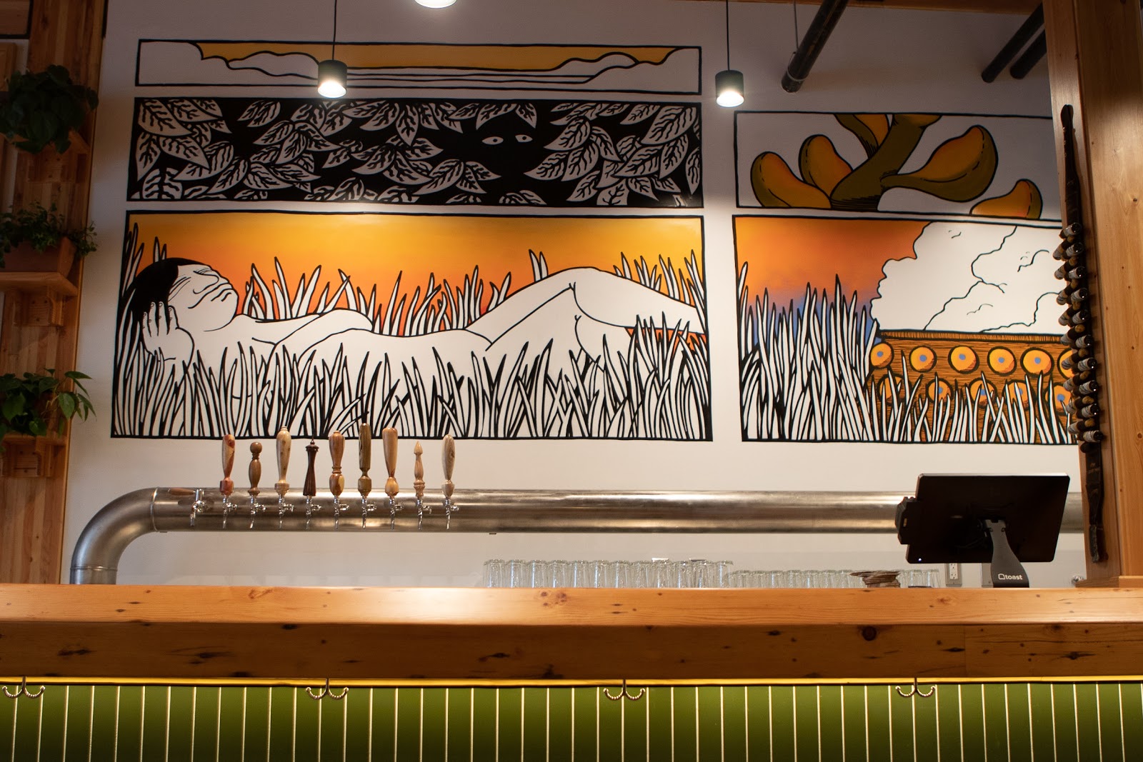 Brewing tanks in a taproom