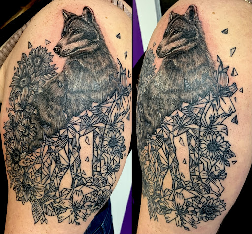 Explore female sleeve tattoo ideas, creative tattoo ideas in Goshen, available at Lady Luck Studio