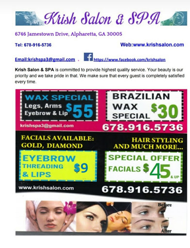 Beauty Salon «Krish Salon & SPA», reviews and photos, 6746 Jamestown Dr, Alpharetta, GA 30005, USA