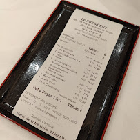 Restaurant chinois Le Président à Paris (le menu)